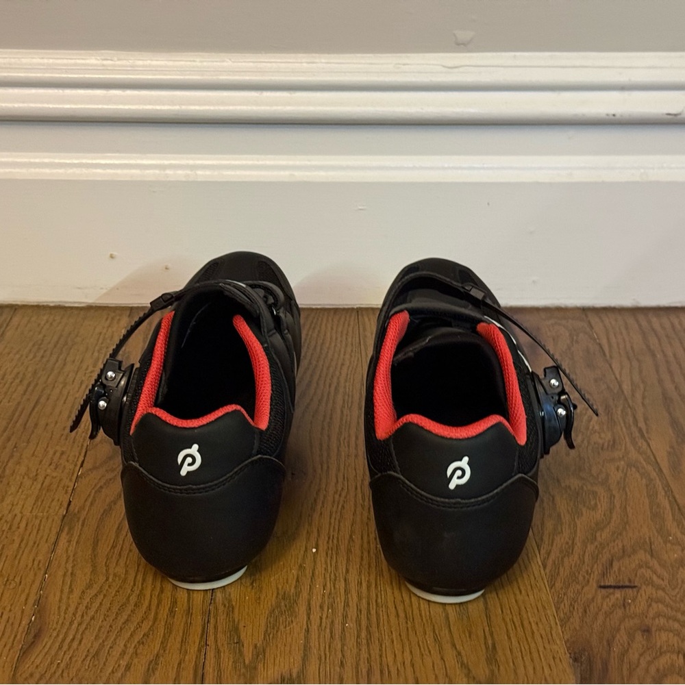 Peloton Black Cycling Shoes with Red Trim (includes Peloton heart rate monitor).
